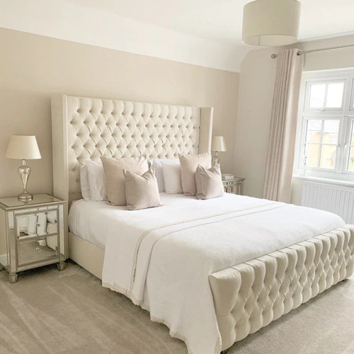 Luxury winged bed frame - winged, plush